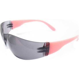 ERB® Lucy Frameless Ladies Safety Glasses Anti-Scratch Smoke Lens Pink Temples Pack of 12 - Pkg Qty 12 WEL17959PIGY