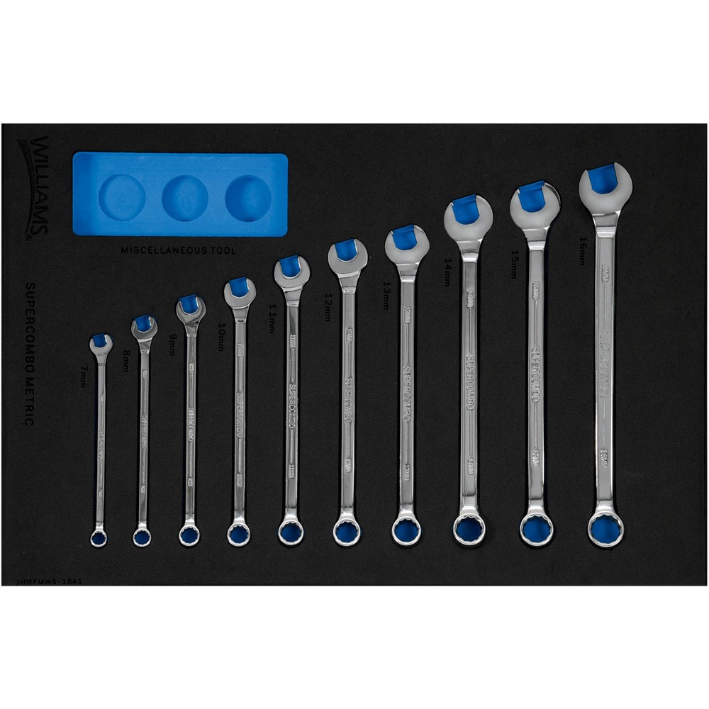 Wrench Sets, System Of Measurement: Metric , Container Type: Foam Inserts , Wrench Size: 7mm, 8mm, 9mm, 10mm, 11mm, 12mm, 13mm, 14mm, 15mm, 16mm  MPN:JHWFMWS-18A1