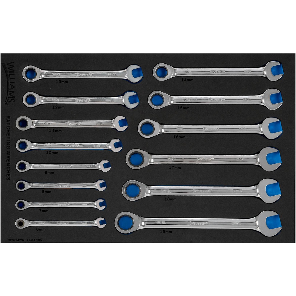 Wrench Sets, System Of Measurement: Metric , Container Type: Foam Inserts , Wrench Size: 6mm, 7mm, 8mm, 9mm, 10mm, 11mm, 12mm, 13mm, 14mm, 15mm, 16mm, 17mm MPN:JHWFMWS-1124NRC