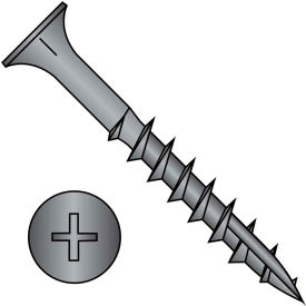 #8 x 3 Phillips Flat Head w/ Nibs Deep Thread Wood Screw w/ Type 17 Point Black Oxide- Pkg of 1600 0848DPF17B