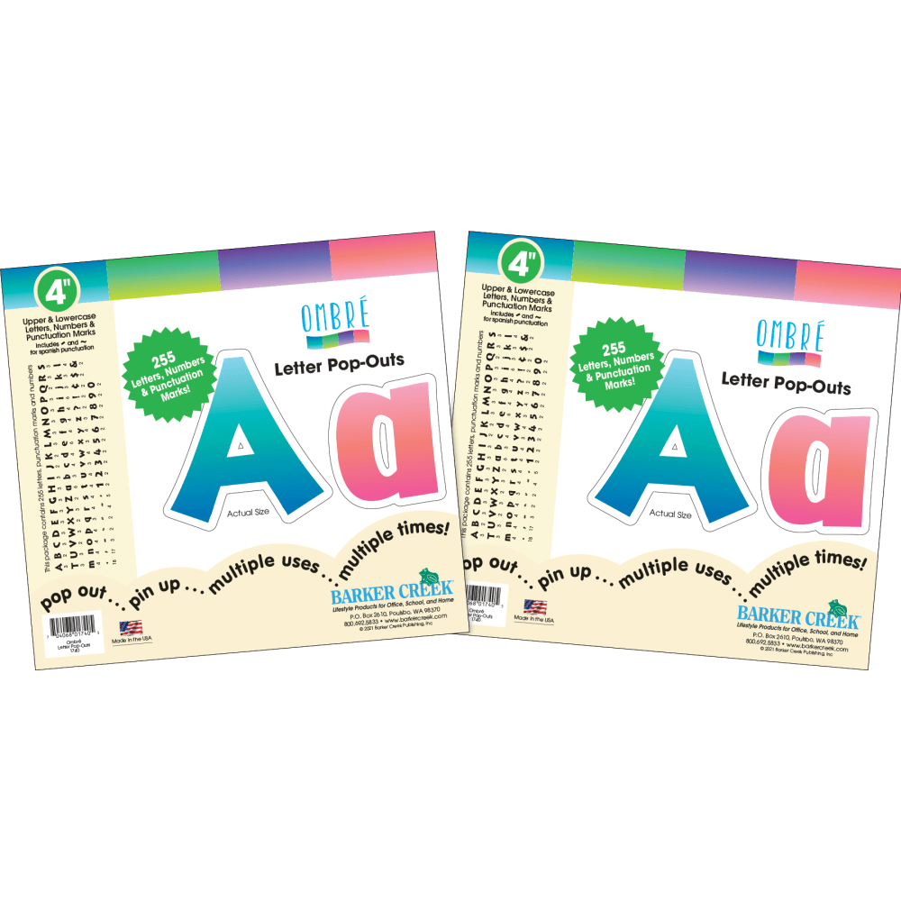 Barker Creek Letter Pop-Outs, 4in, Ombre, Set of 510 Pop-Outs (Min Order Qty 4) MPN:4349