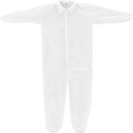 GoVets™ Disposable Polypropylene Coverall Elastic Wrists/Ankles WHT LRG 25/Case 186L708