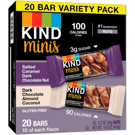 Kind® Minis Salted Caramel Dark Chocolate Nut Dark Chocolate Almond & Coconut Bar Pk of 20 27970