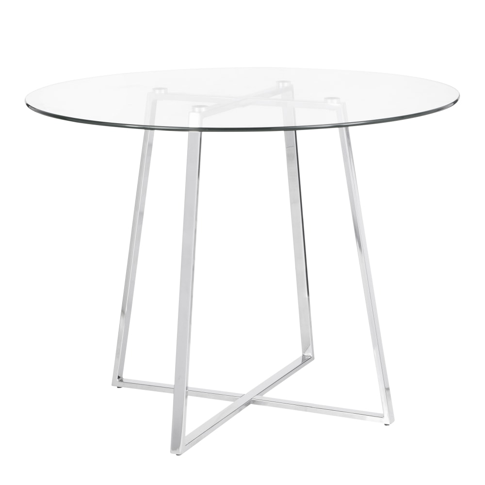 LumiSource Cosmo Glass Dining Table, 30-1/4inH x 39-1/2inW x 39-1/2inD, Clear/Chrome MPN:DT-COSMO2 GL