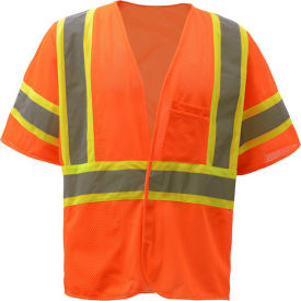 GSS Safety 2007 Standard Class 3 Two Tone Mesh Hook & Loop Safety Vest Lime Large 2007-LG
