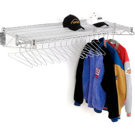 Chrome Coat Rack with Bars - Wall Mount - 48