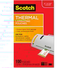 Scotch® Business Card Size Thermal Laminating Pouches 5 mil 3 3/4 x 2 3/8 100/Pack TP5851100