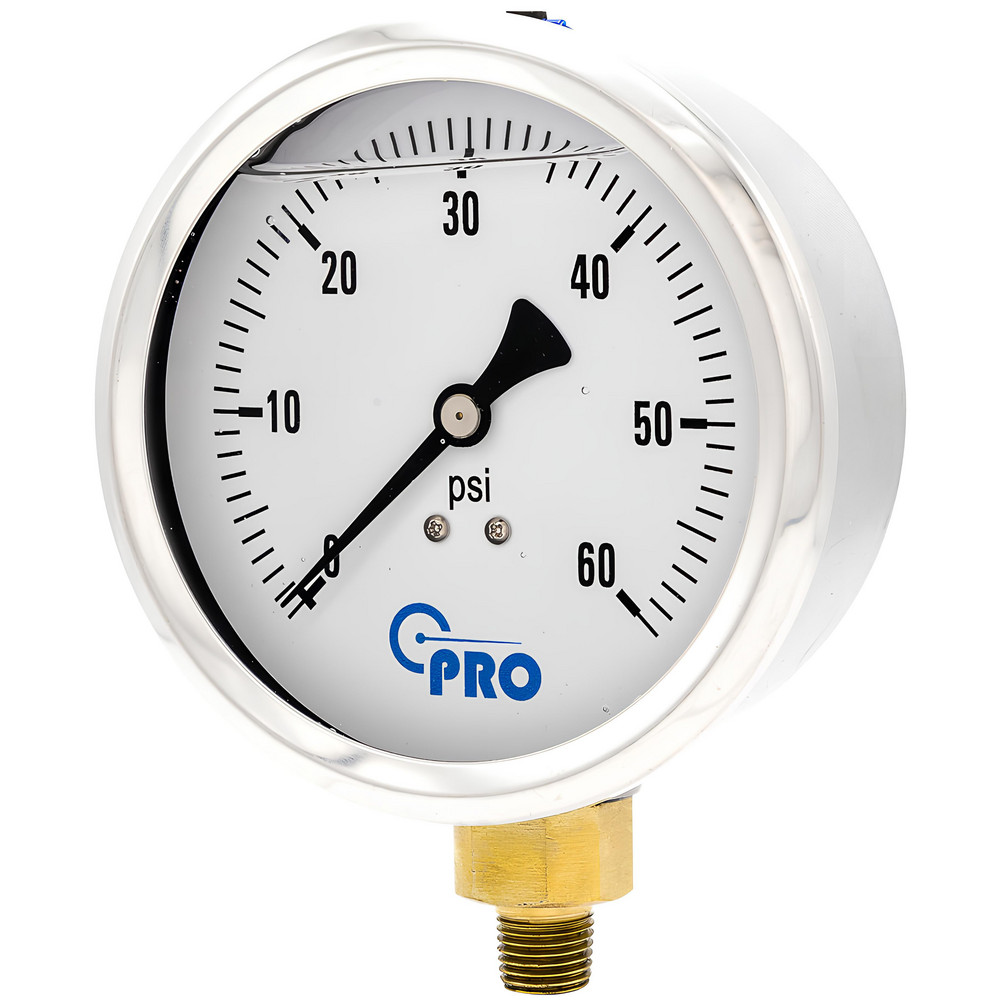 Pressure Gauges, Gauge Type: Pressure Single Scale , Scale Type: Single , Accuracy (%): 3-2-3% , Dial Type: Analog , Thread Type: NPT  MPN:PRO-201L-404D-1