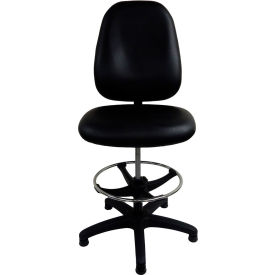 Shopsol™ Workbench High Back Chair w/ Adjustable Footring & Non-Marking Glides Vinyl Black 1010927