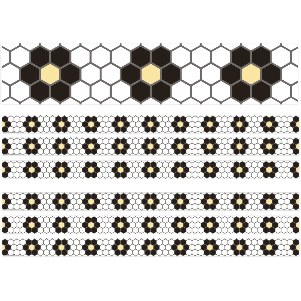 Eureka School Deco Trim, The Hive Floral Mosaic, 37' Per Pack, Set Of 6 Packs (Min Order Qty 3) MPN:EU-845671-6