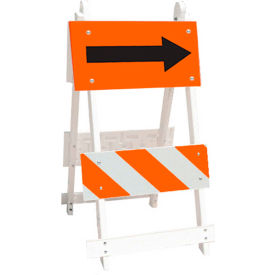 Plasticade Plastic Type II Traffic Barricade W/ Directional Arrow Not Fillable White 111-T12-FA-C8HIP