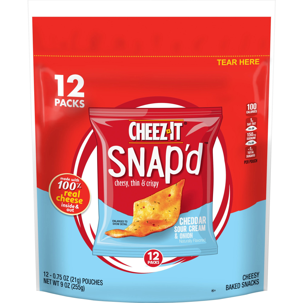 Keebler Snap-d Cheddar Sour Cream & Onion Crackers, 9 Oz, Box Of 12 Bags (Min Order Qty 6) MPN:11951