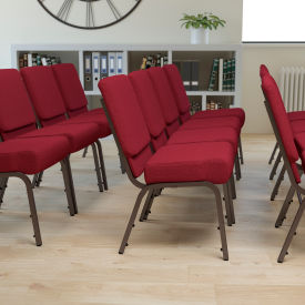 Flash Furniture 21''W Stacking Church Chair - Fabric - Burgundy - Hercules Series CH0221-4-GV-3169-GGFD-