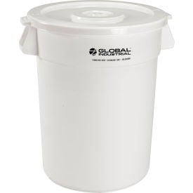 GoVets™ Plastic Trash Can with Lid - 32 Gallon White 460WHCL240