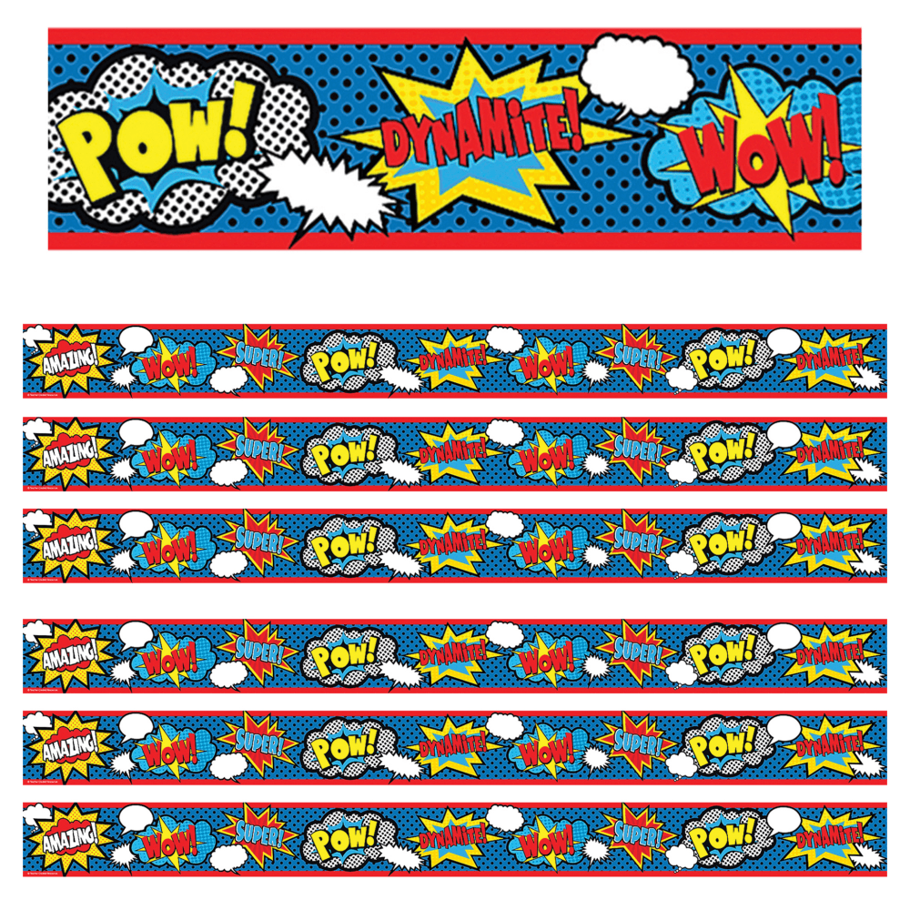 Teacher Created Resources Straight Border Trim, 3in x 35in, Superhero, 12 Pieces Per Pack, Set Of 6 Packs (Min Order Qty 2) MPN:TCR5586-6