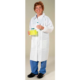 Polypropylene Lab Coat 3 Pockets Elastic Wrists Snap Front Single Collar White 4XL 30/CS LC3-WE-NW-4XL