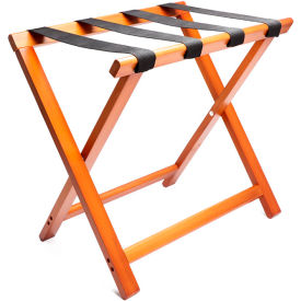 Hospitality 1 Source Standard Wooden Luggage Rack w/ Black Straps Light Mahogany - Pkg Qty 4 LRWSTD04