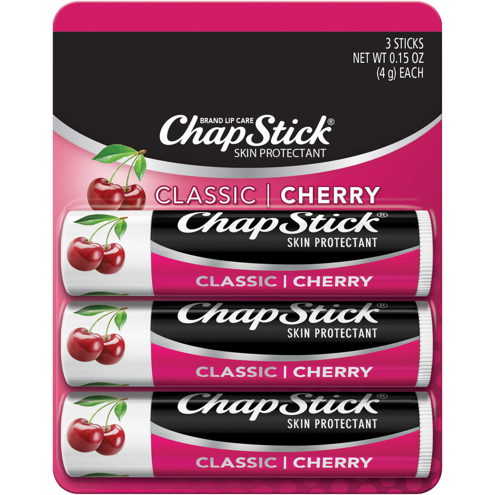 ChapStick Classic Lip Balms, Cherry, 0.15 Oz, Pack Of 3 Sticks (Min Order Qty 14) MPN:GKC70530