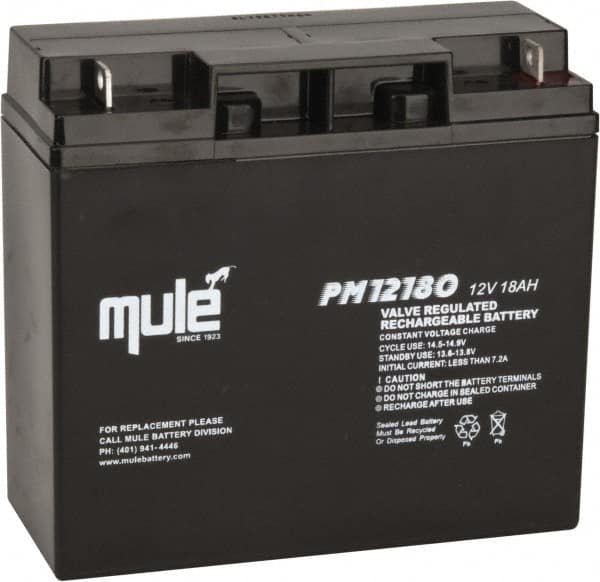 Rechargeable Lead Battery: 12V, 18 Ah, Nut & Bolt Terminal MPN:PM12180