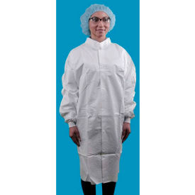 Anti-Static KeyGuard® 3 Pocket Frock Mandarin Collar White L 30/Case CEF0-WK-KG-LRG-WHITE