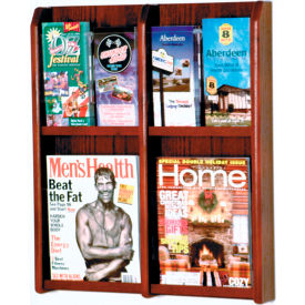 4 Magazine/8 Brochure Oak & Acrylic Wall Display - Mahogany LM-6MH