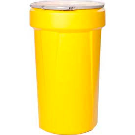 Eagle 55 Gal. Yellow Plastic Open-Head Tapered Lab Pack Drum 1655M - Metal Lever-Lock Ring 1655M