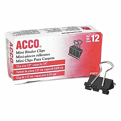Binder Clip Blk/Slvr Plastic/Steel PK12 MPN:ACC72010