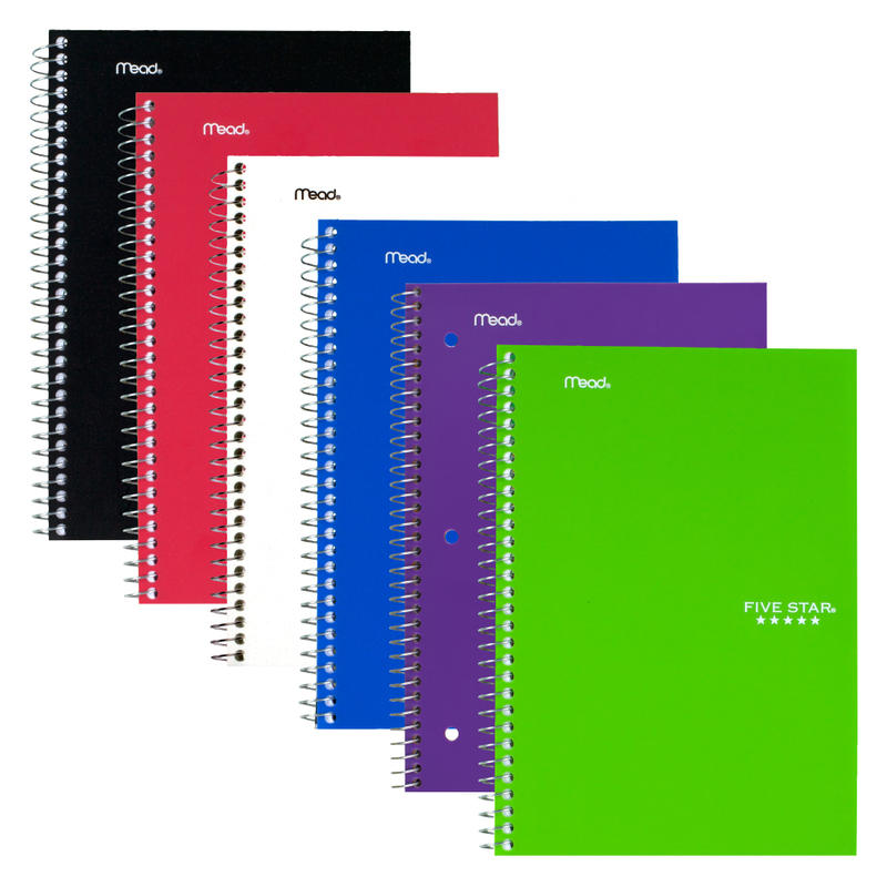 Five Star Notebook, 6in x 9 1/2in, 2 Subjects, College Ruled, 100 Sheets (Min Order Qty 13) MPN:06180