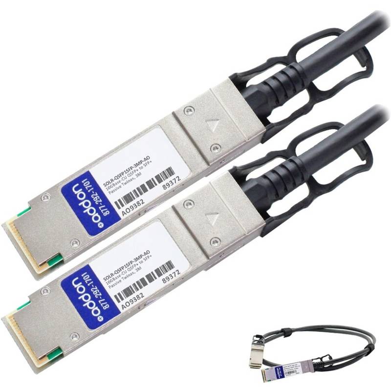 AddOn Solarflare SOLR-QSFP1SFP-3MP Compatible TAA Compliant 10GBase-CU QSFP+ to SFP+ Direct Attach Cable (Passive Twinax, 3m) - 100% compatible and guaranteed to work MPN:SOLR-QSFP1SFP-3MP-AO