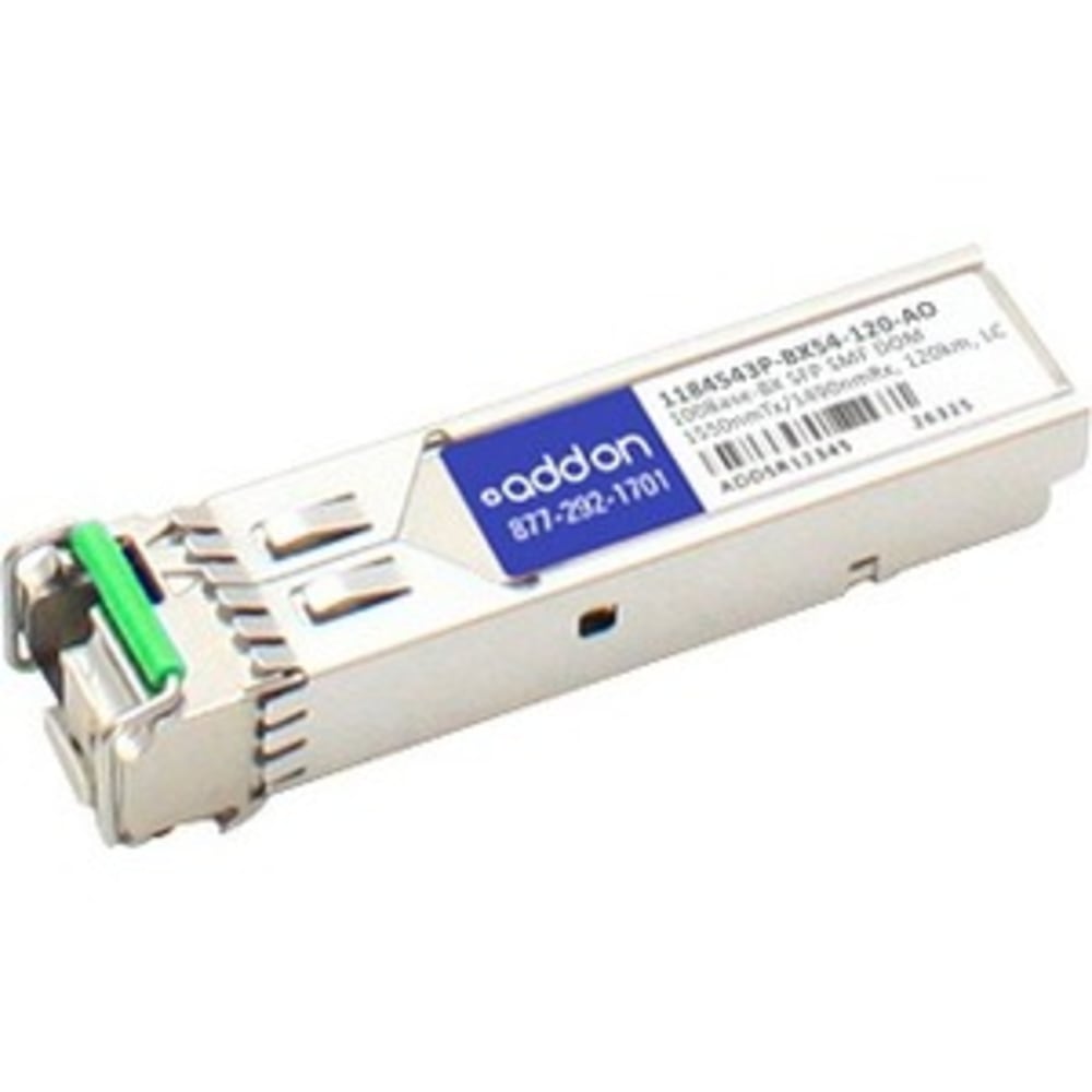 AddOn ADTRAN Compatible TAA Compliant 100Base-BX SFP Transceiver (SMF, 1550nmTx/1490nmRx, 120km, LC, DOM) - 100% compatible and guaranteed to work MPN:1184543P-BX54-120-AO