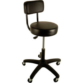 Shopsol™ Multi Purpose Stool w/ Backrest & Seat Height Adjustment Vinyl Black 1010904