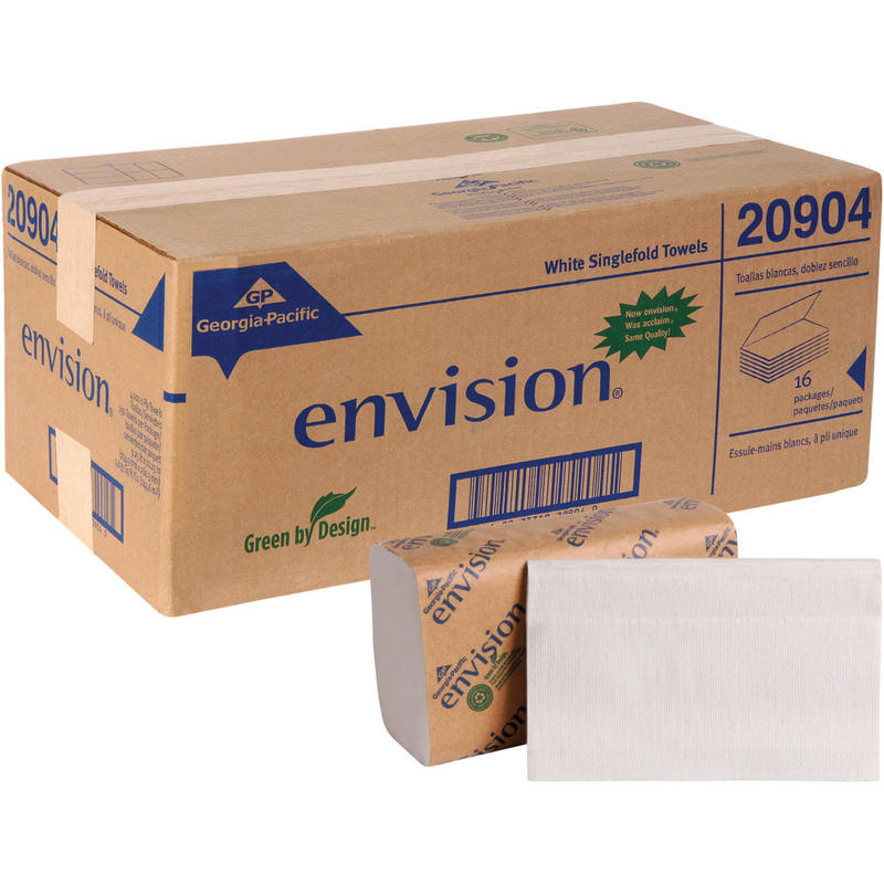 Pacific Blue Basic by GP PRO, 1-Ply, S-Fold Paper Towels, 9.25in X 9.9in, 40% Recycled, White, 250 Sheets per Pack, 16 Packs Per Case MPN:20904