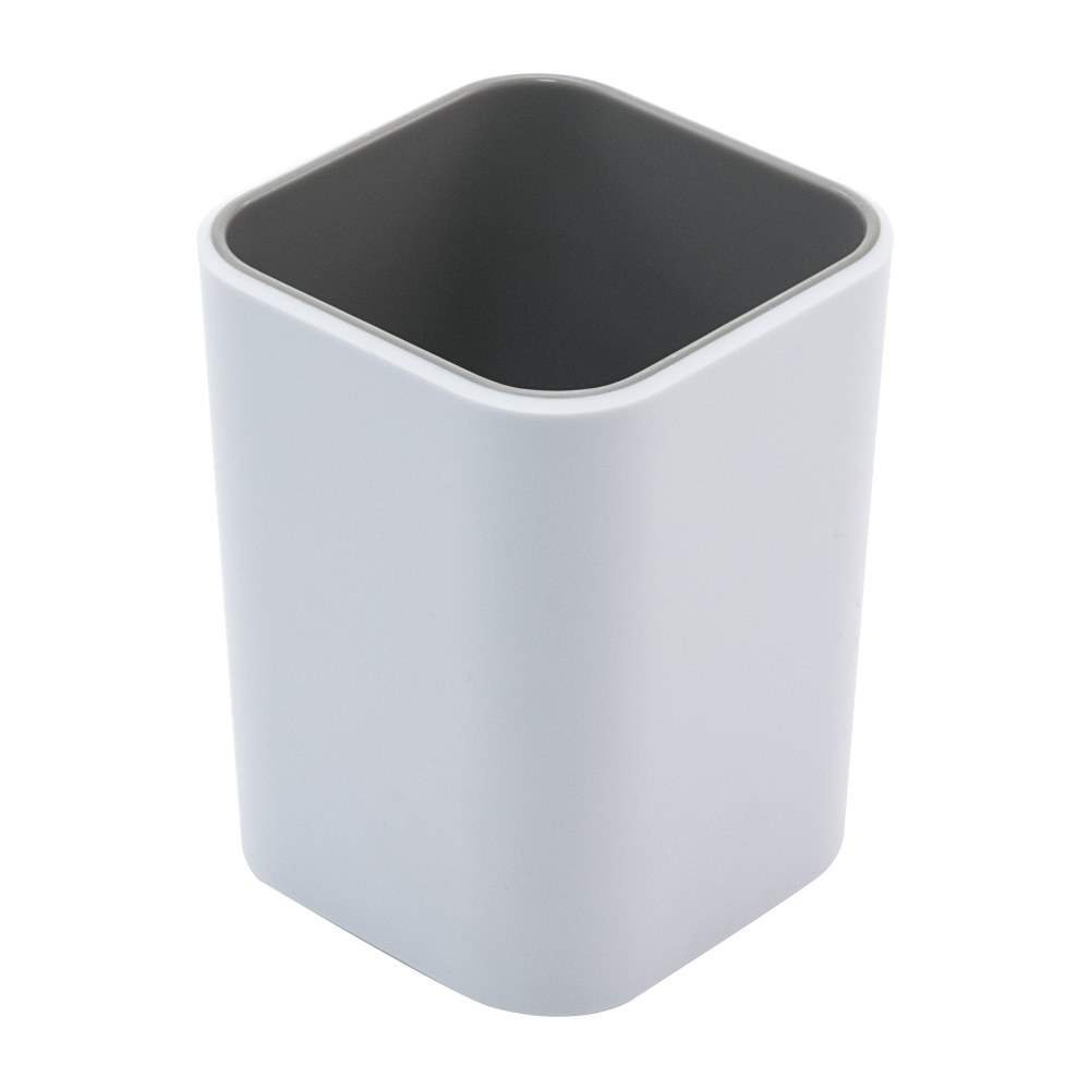 Advantus Fusion Pencil Cup, 4inH x 3inW x 3inD, White/Gray (Min Order Qty 10) MPN:37524