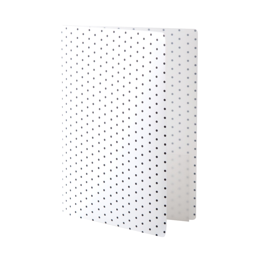 Realspace Poly Expanding File Folder, 8-Pocket, Letter Size, 4in Expansion, White/Black Dots (Min Order Qty 14) MPN:37487