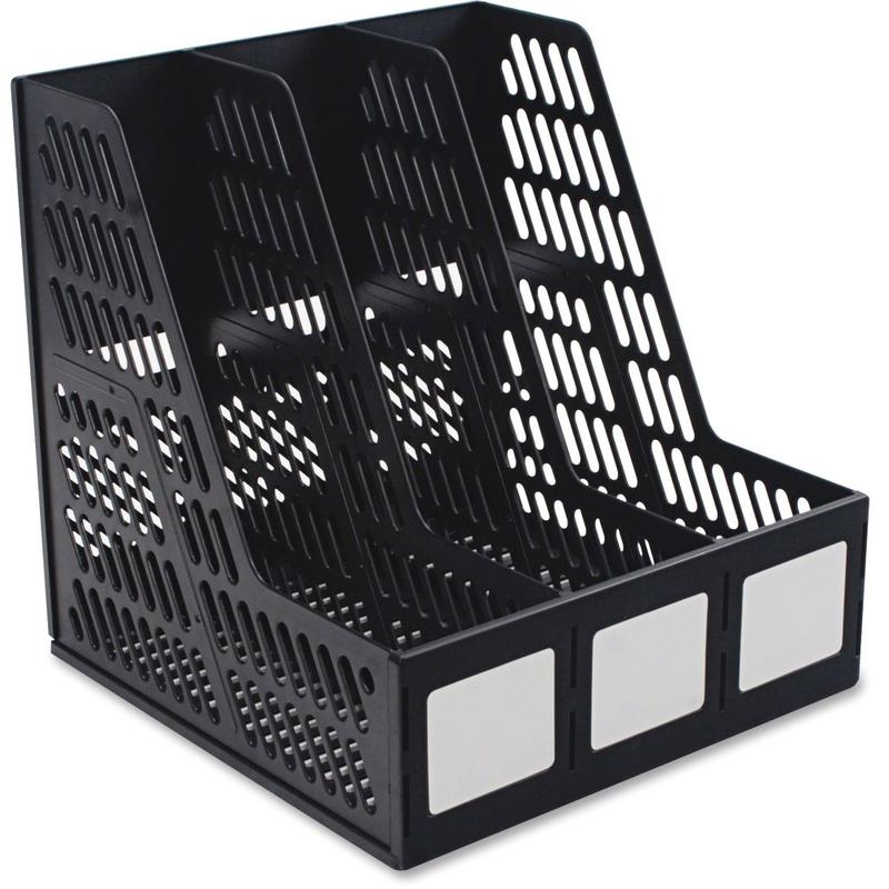 Advantus 3-compartment Magazine/Literature File - 3 Compartment(s)Desktop - Durable, Lightweight, Labeling Area - Black - Plastic - 1 Each (Min Order Qty 6) MPN:34091