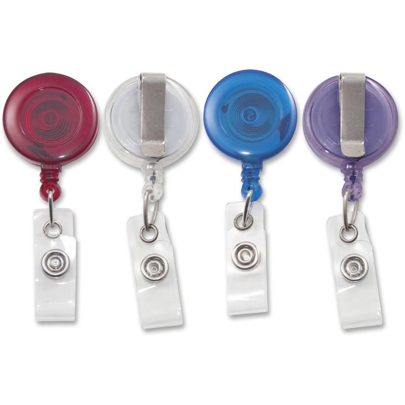 Advantus Retractable ID Card Reel, Assorted Translucent Colors, Pack of 4 (Min Order Qty 6) MPN:75464