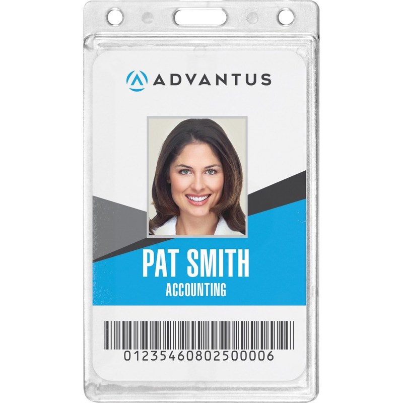 Advantus Frosted Vertical Rigid ID Holder - Support 2.13in x 3.38in Media - Vertical - Plastic - 25 / Box - Frosted (Min Order Qty 4) MPN:76076