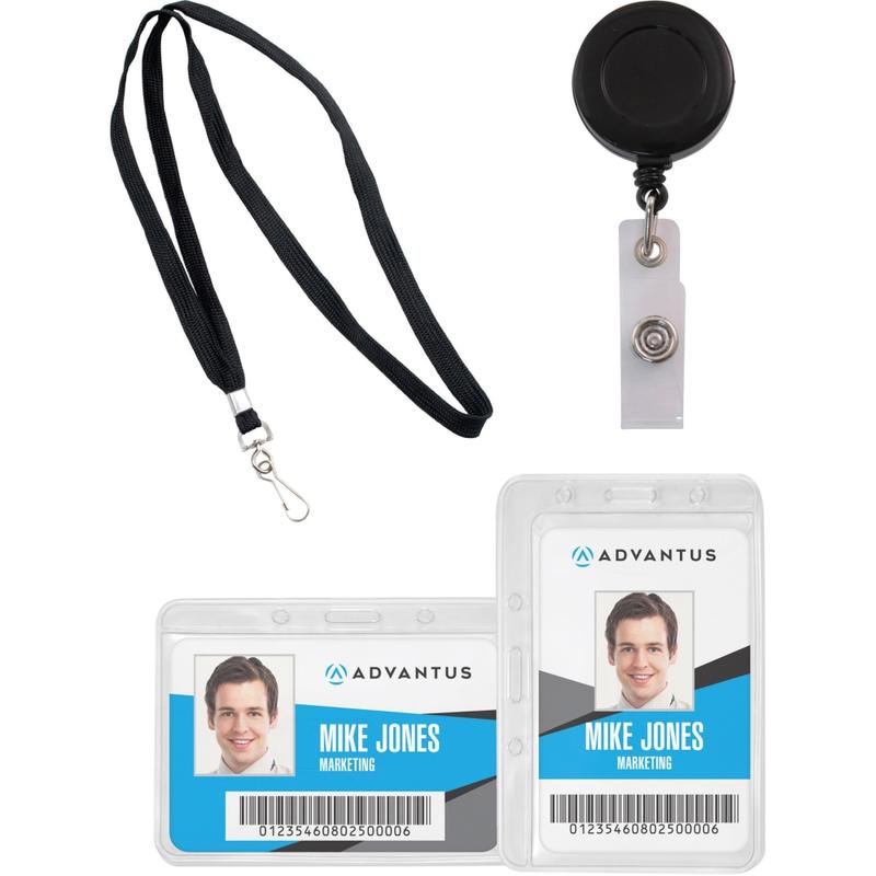 Advantus Badge Holder - Horizontal/Vertical - 24 / Pack - Assorted, Clear (Min Order Qty 2) MPN:97769