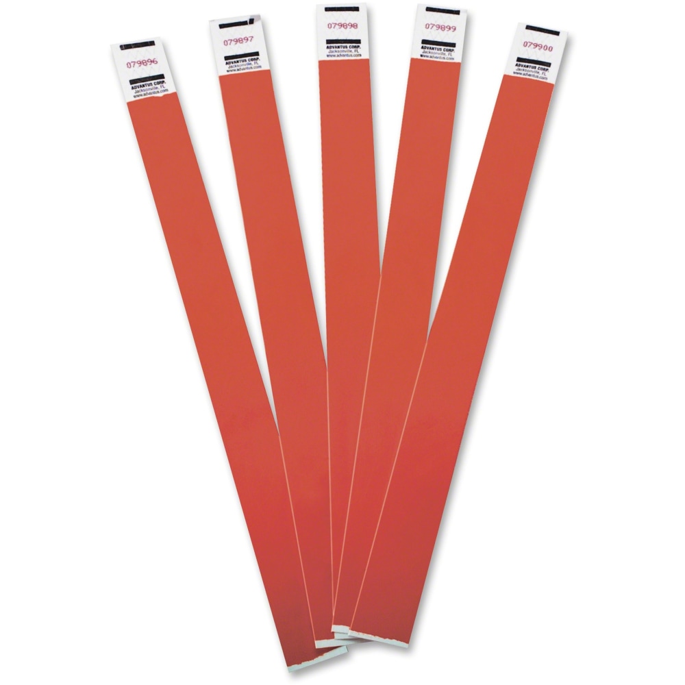 Advantus Tyvek Wristbands, AVT75441, 3/4inW x 10inL, Rectangle, Red, Tyvek, Pack Of 100 (Min Order Qty 5) MPN:75441