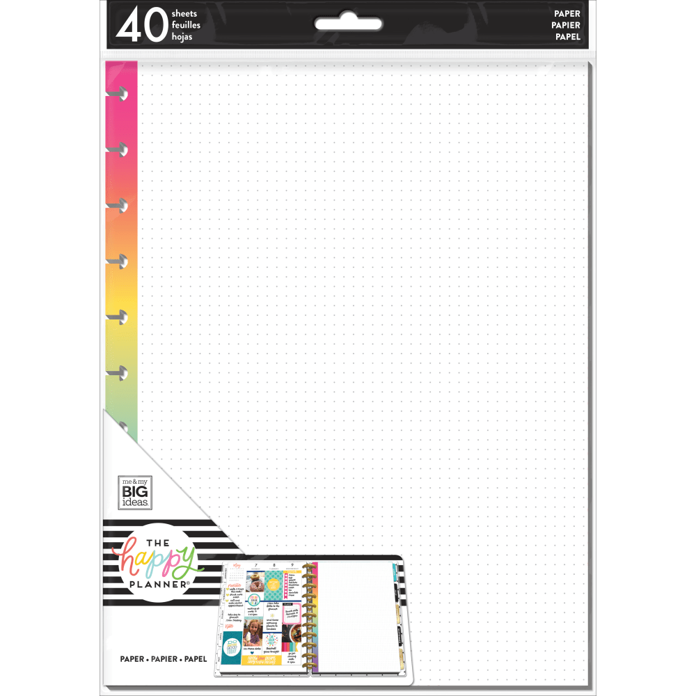 Happy Planner Big Filler Paper, 8-1/2in x 11in, 40 Sheets, Rainbow Dot Grid (Min Order Qty 7) MPN:FILB-12