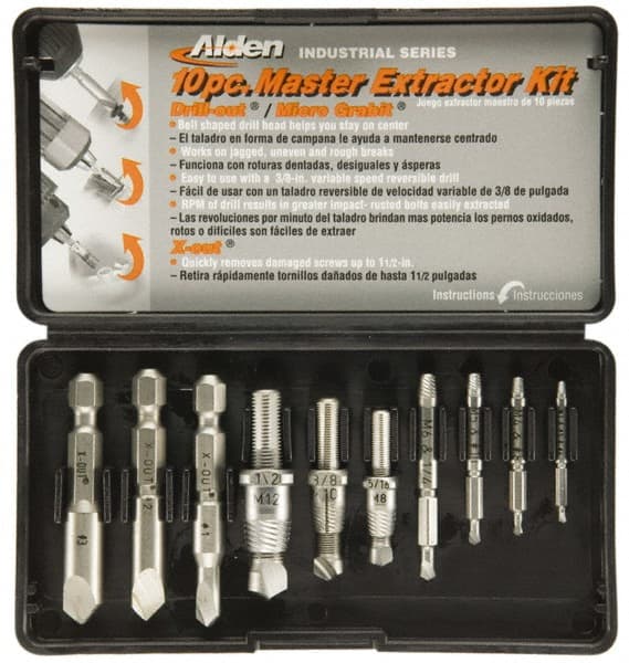 Screw Extractor & Drill: 10 Pc MPN:1007P