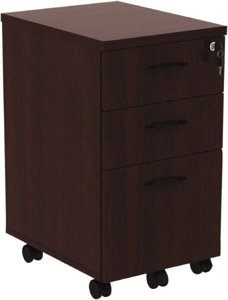 File Cabinets-Pedestal File Cabinet: 3 Drawers, Mahogany MPN:ALEVA572816MY