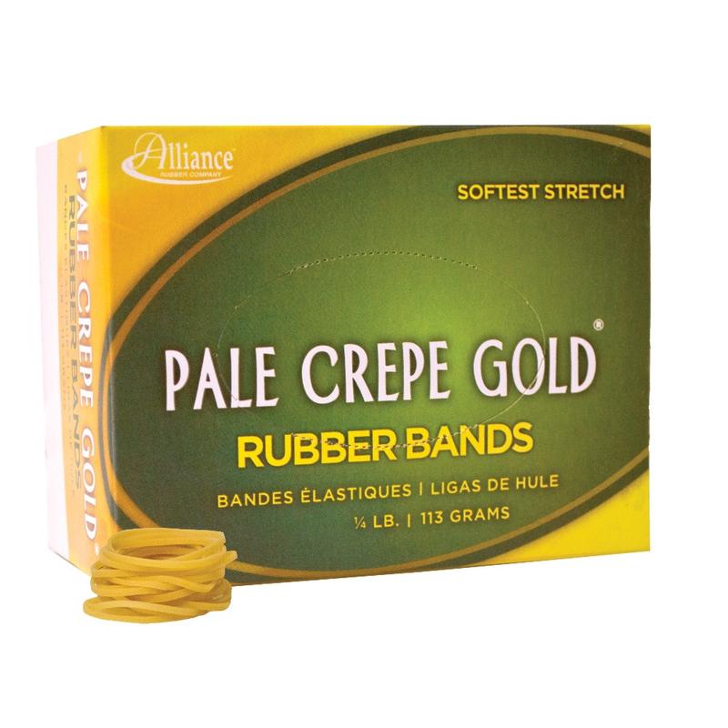 Alliance Rubber Pale Crepe Gold Rubber Bands In 1/4-Lb Box, #12, 1 3/4in x 1/16in, Box Of 963 (Min Order Qty 20) MPN:20129