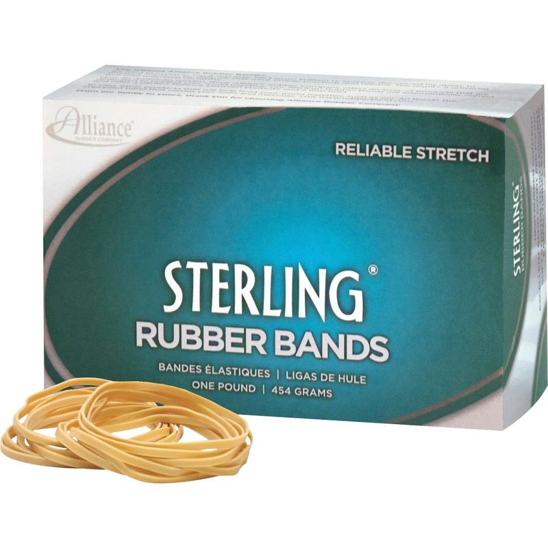Alliance Rubber 24165 Sterling Rubber Bands, Size #16, 7/8in x 1/16in, Natural Crepe, Approximately 2300 Bands (Min Order Qty 6) MPN:24165
