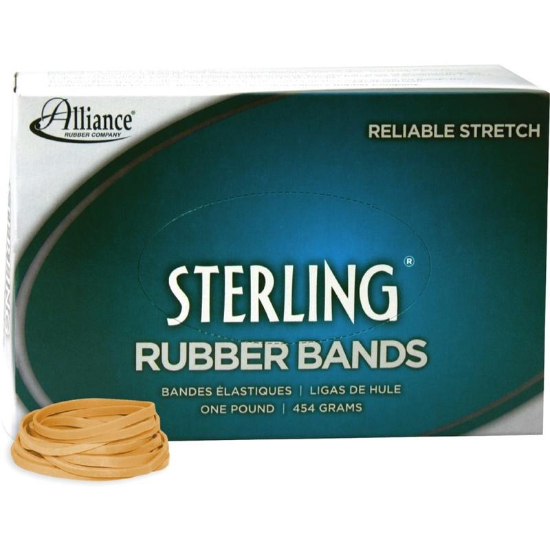 Alliance Rubber 24315 Sterling Rubber Bands, 1.5in x 0.125in, Natural Crepe, 1 lb. (Min Order Qty 7) MPN:24315