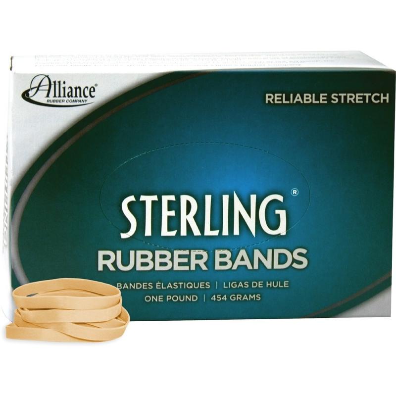 Alliance Rubber 24625 Sterling Rubber Bands, Size #62, 2 1/2in x 1/4in, Natural Crepe, Approximately 600 Bands (Min Order Qty 7) MPN:24625