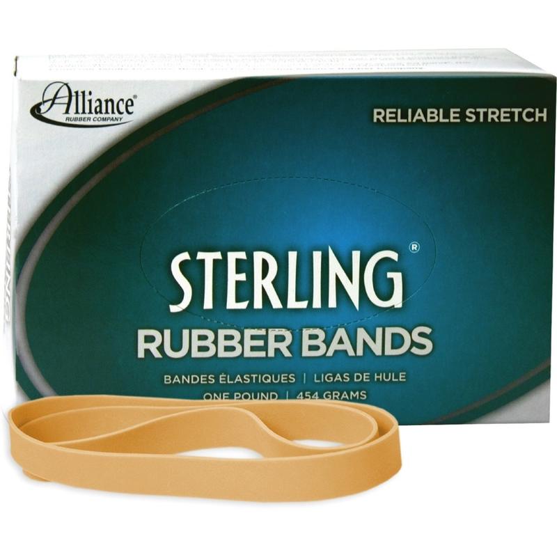 Alliance Rubber 25055 Sterling Rubber Bands, Size #105, 5in x 5/8in, Natural Crepe, Approximately 70 Bands (Min Order Qty 10) MPN:25055