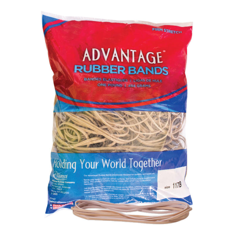 Alliance Rubber Advantage Rubber Bands, 7in x 1/8in, Natural Crepe, Bag Of 200 (Min Order Qty 19) MPN:27404