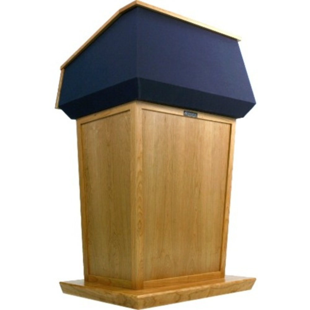 AmpliVox SN3045A - Patriot Plus Adjustable Height Lectern - Skirted Base - 64in Height x 31in Width x 23in Depth - Mahogany, Lacquer - Hardwood Veneer, Solid Hardwood MPN:SN3045A-MH