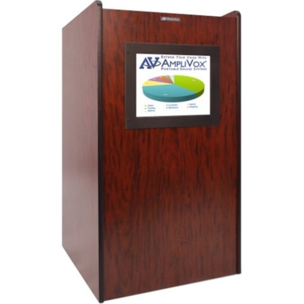 AmpliVox Visionary Multimedia Lectern - 47in Height x 26in Width x 21in Depth - Natural Oak - Solid Hardwood, Solid Wood MPN:SN3265-MH